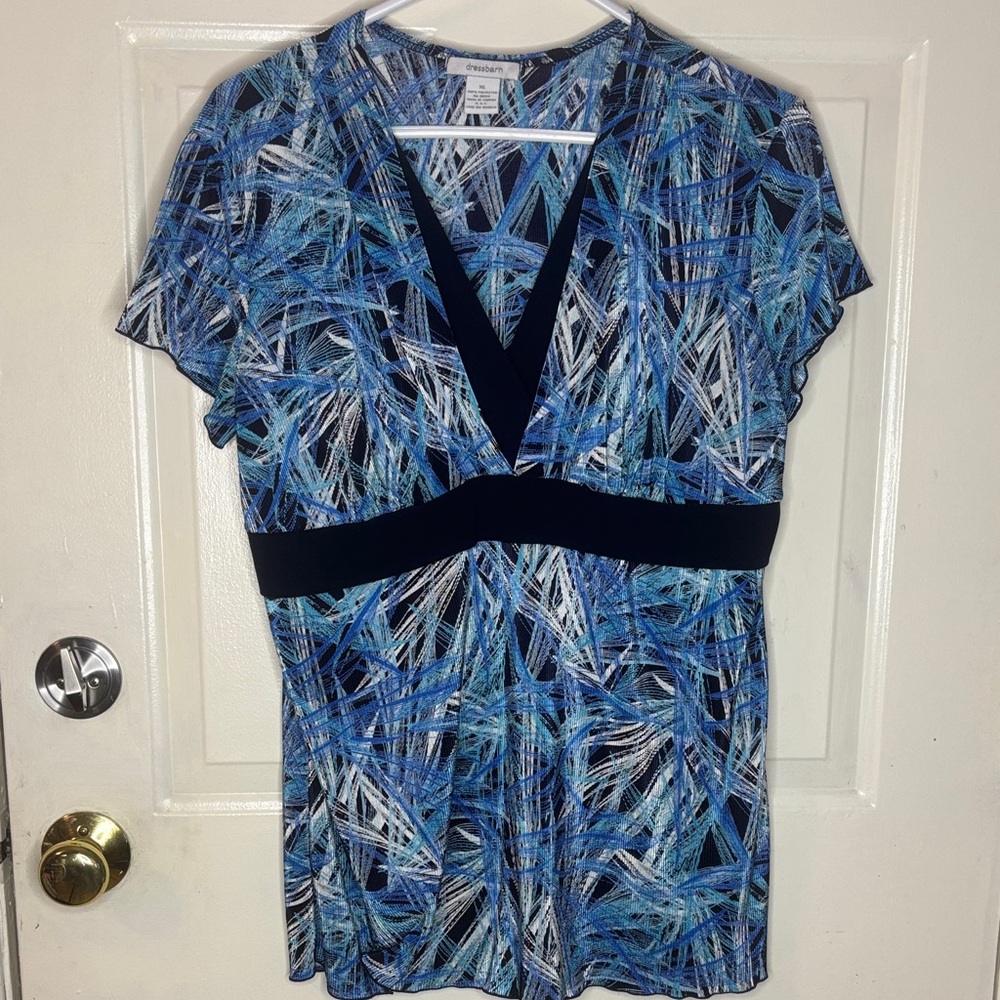 Dress Barn Blue & Navy Abstract V-Neck Tunic